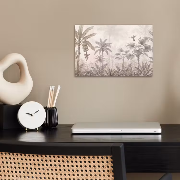 Jungle - Banenboom - Kolibrie - Beige poster papier klein -sfeer1