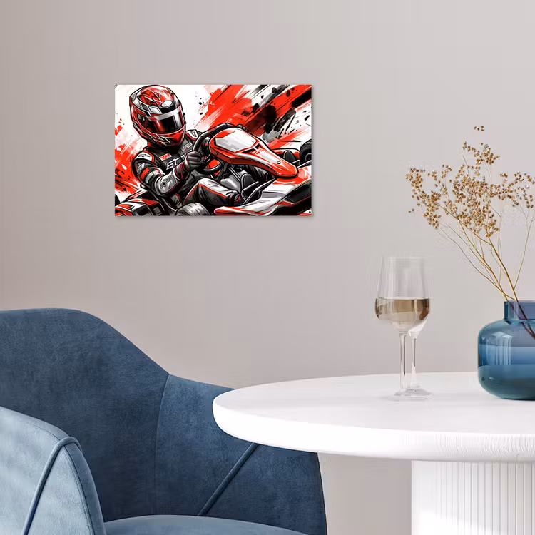Kart - Coureur - Snelheid - Rood poster papier klein -sfeer3