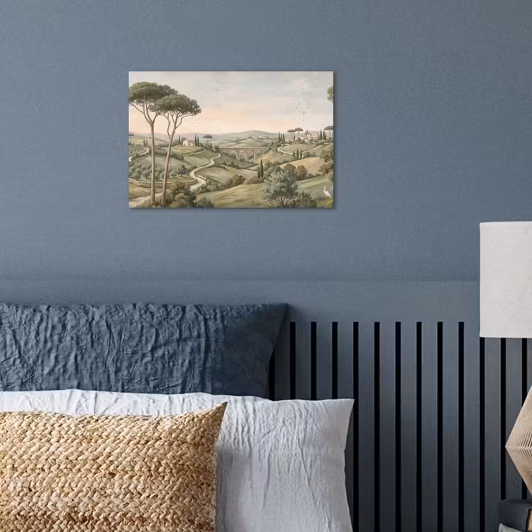 Landschap - Heuvels - Zandpad - Groen poster papier klein -sfeer2
