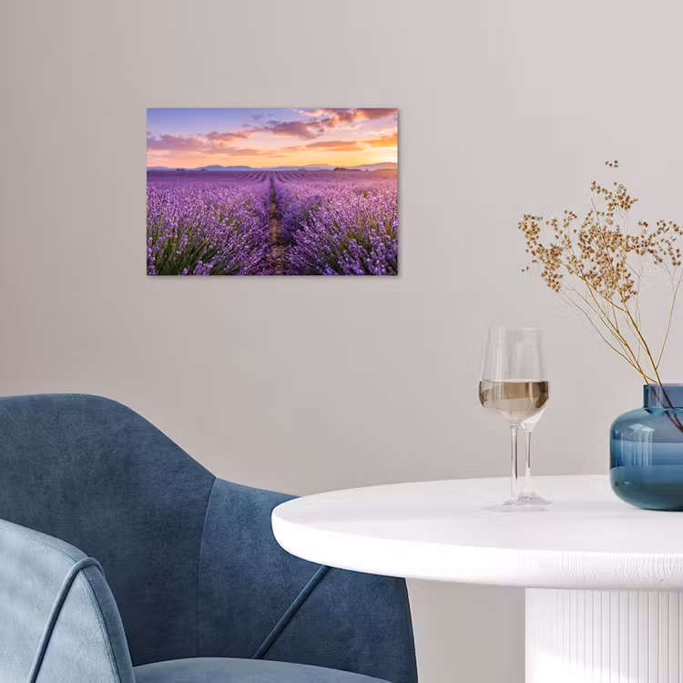 Lavendel - Veld - Natuur - Paars poster papier klein -sfeer3