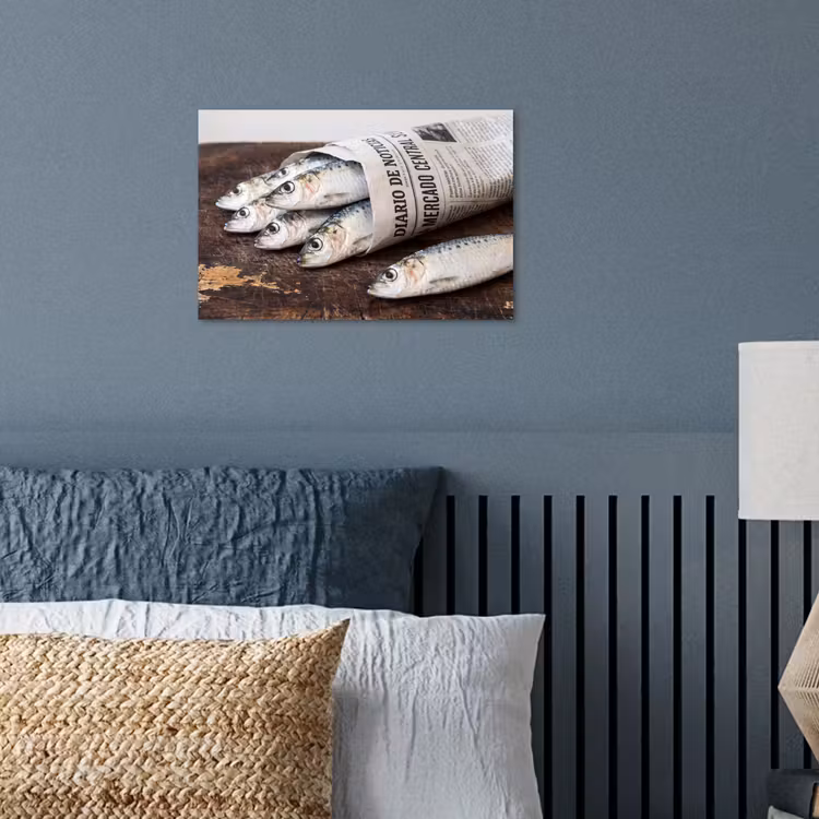 Poster - Little Sardine - newspaper - cutting board - Sardientje - krant - snijplank poster papier klein