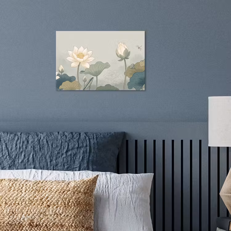 Lotus - Bloemen - Groen poster papier klein -sfeer2