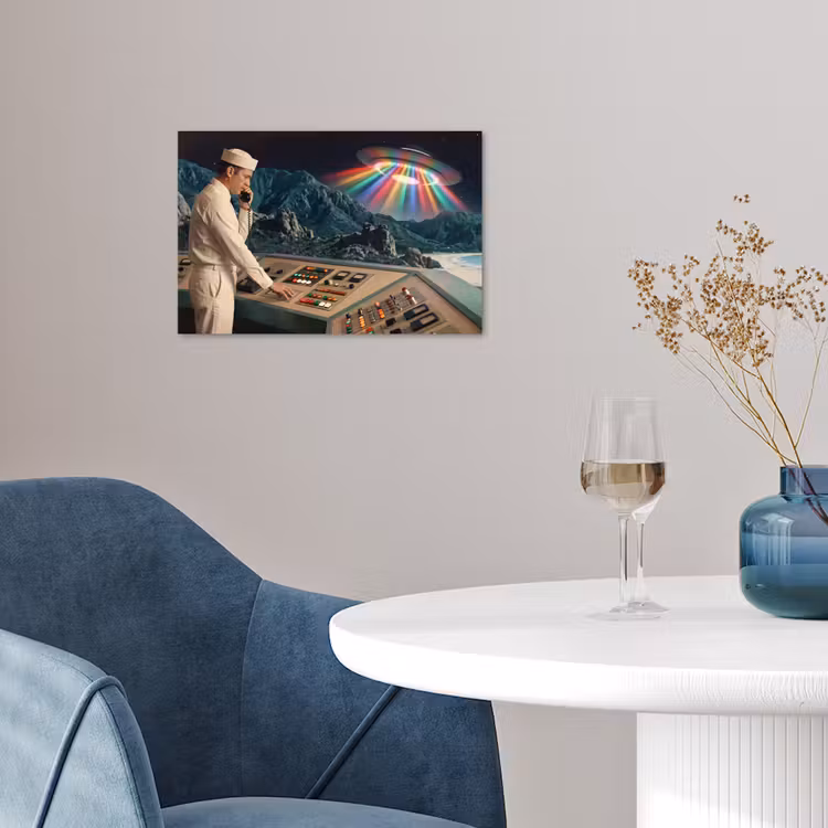 Poster - Man - Control Room - Beach - Man - Controlekamer - Strand poster papier klein