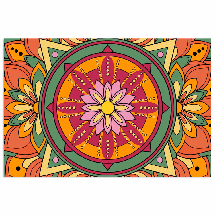 Mandala - Bloemen - Abstract - Kleurrijk poster papier klein -3d