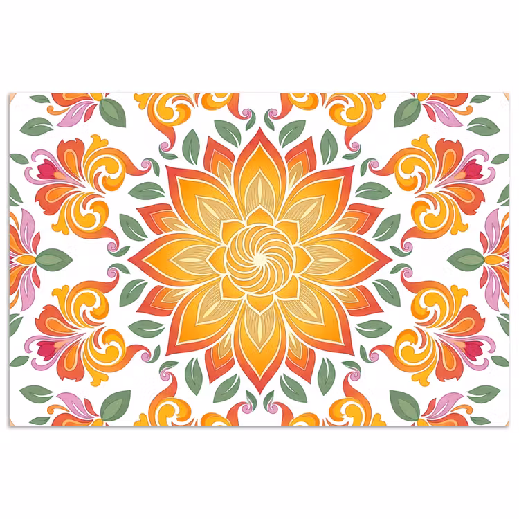 Mandala - Bloemen - Decoratie - Kleurrijk - Abstract poster papier klein -3d