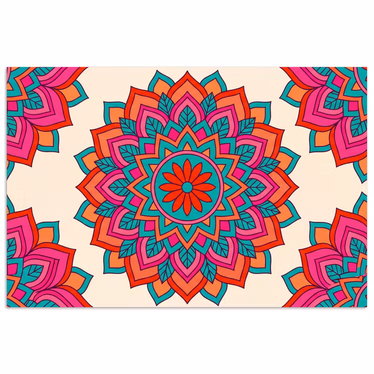 Mandala - Patroon - Abstract - Kleurrijk - Modern poster papier klein -3d