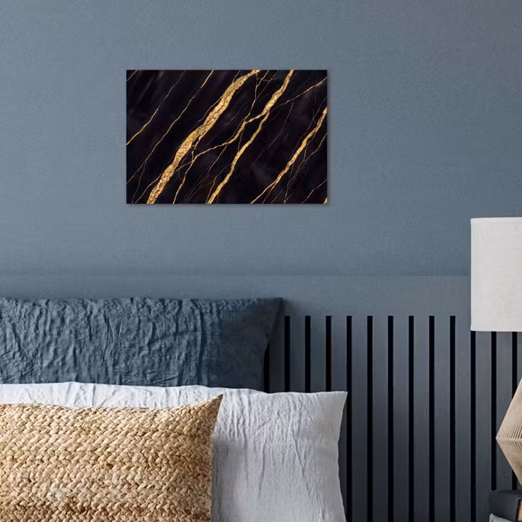 Marmer - Goud - Textuur - Abstract - Zwart poster papier klein -sfeer2