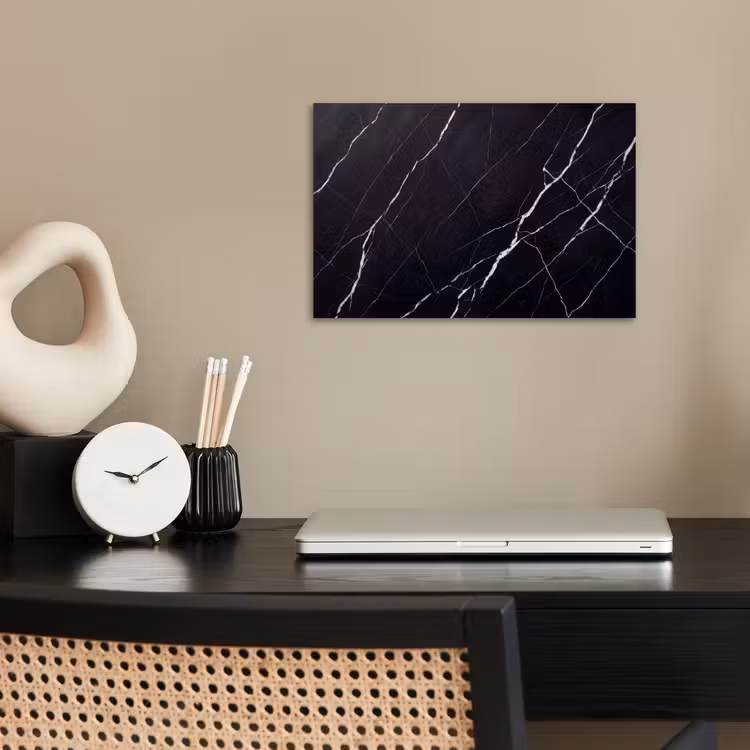Marmer - Patroon - Abstract - Modern - Zwart poster papier klein -sfeer1
