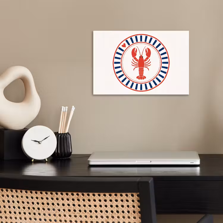 Zeeleven - Kreeft - Embleem - Grafisch - Rood poster papier klein -sfeer1