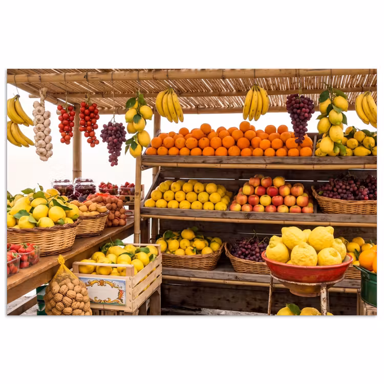 Poster - Market Stall - Fruit - Fresh - Marktkraam - Fruit - Vers poster papier klein