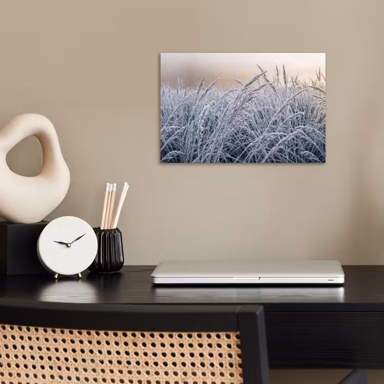 Rijp - Gras - Kristallen - Winter - Minimalistisch poster papier klein -sfeer1