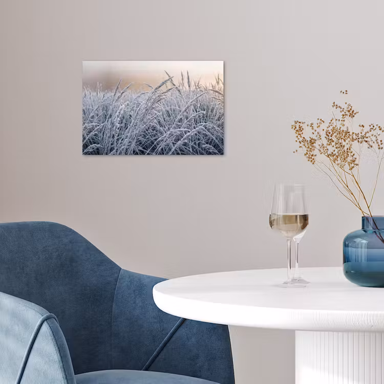 Rijp - Gras - Kristallen - Winter - Minimalistisch poster papier klein -sfeer3