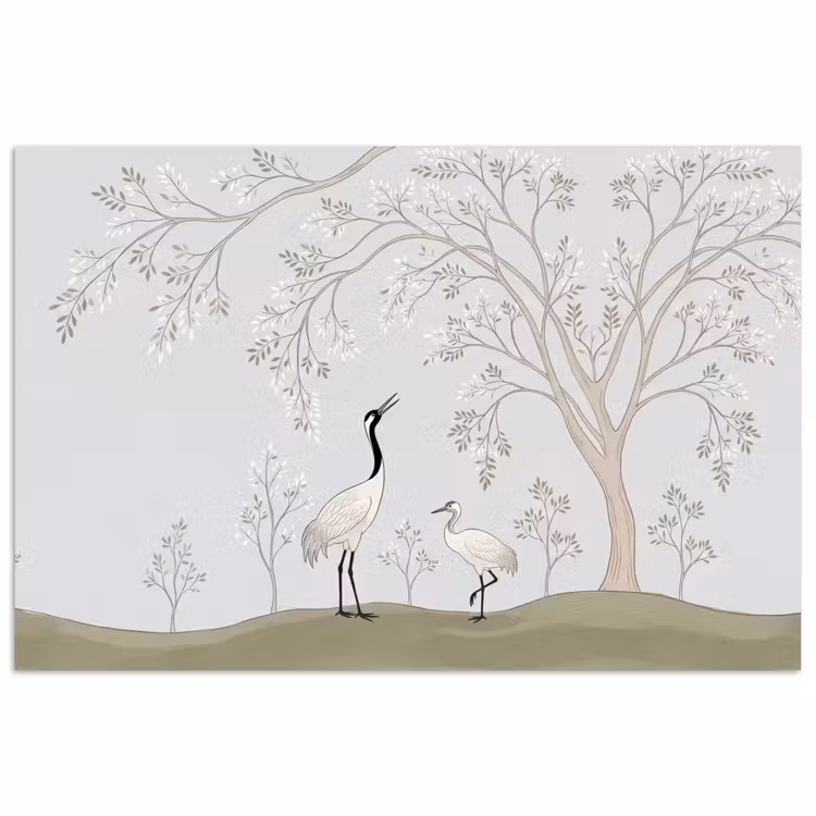 Minimalistisch - Kraanvogels - Blauw poster papier klein -3d