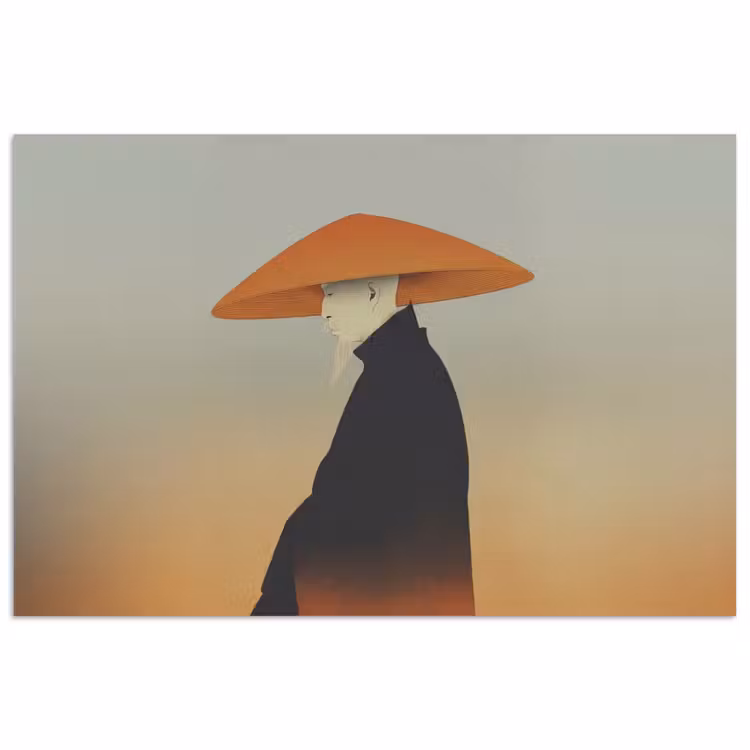 Minimalistisch - Silhouet - Oranje poster papier klein -3d