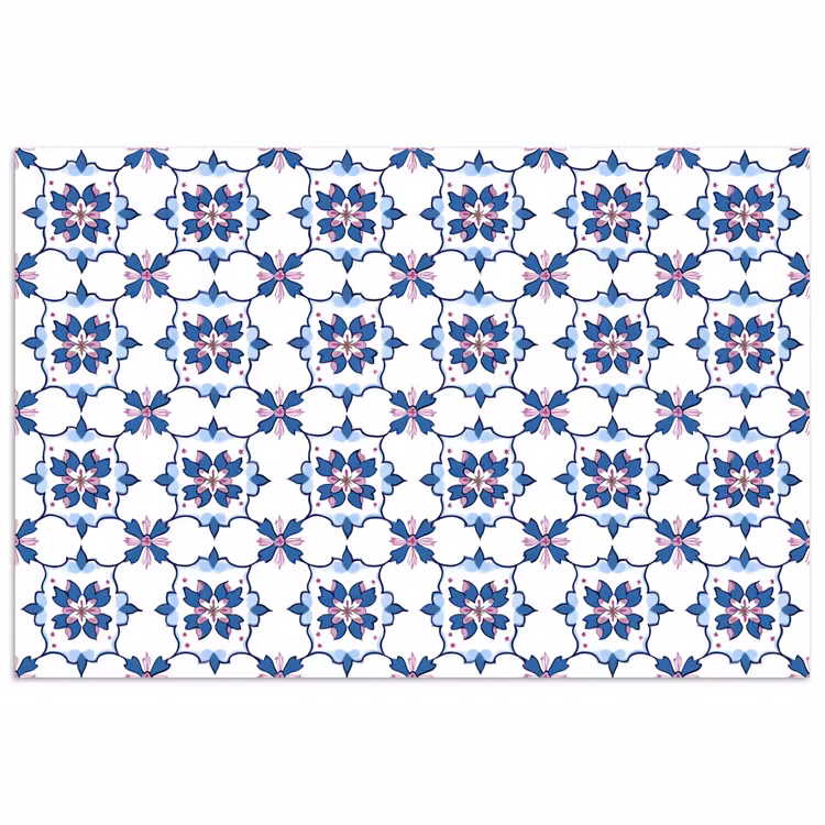Modern - Patroon - Blauw - Roze poster papier klein 62 -3d