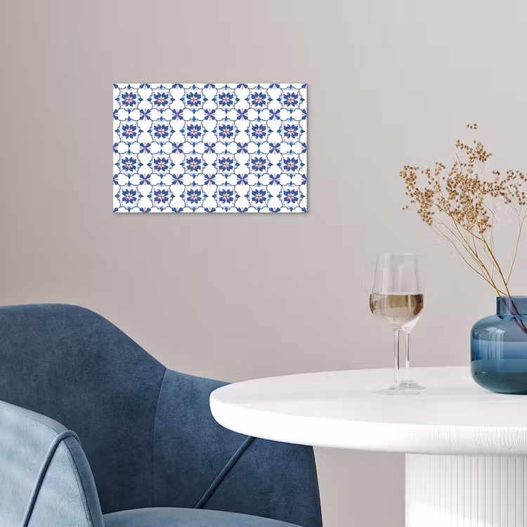 Modern - Patroon - Blauw - Roze poster papier klein 62 -sfeer3