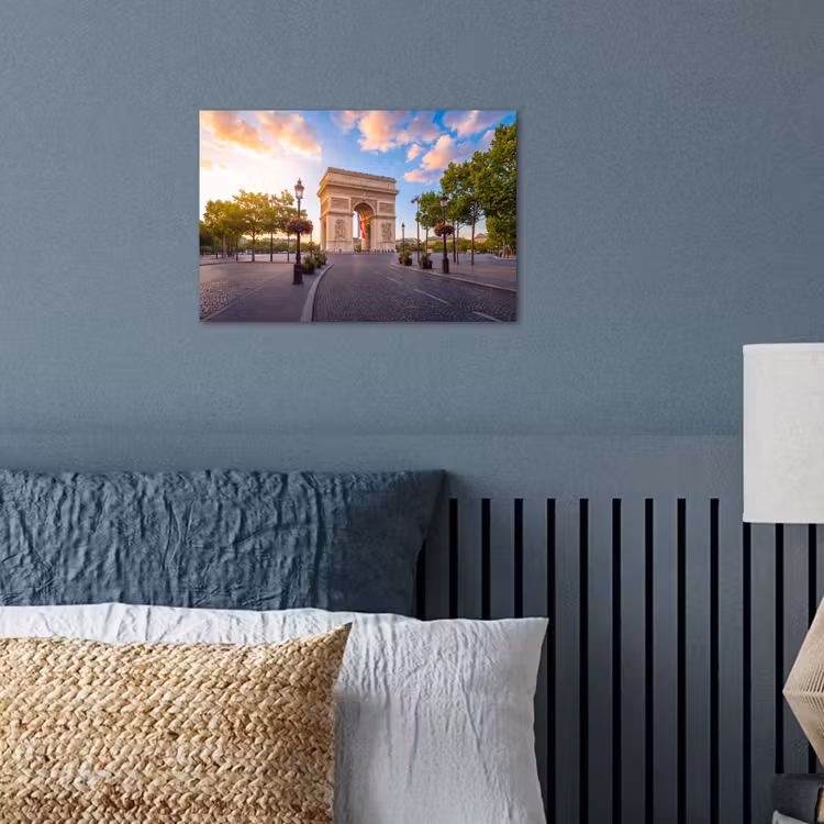 Monument - Parijs - Zonsondergang - Architectuur - Goud poster papier klein -sfeer2