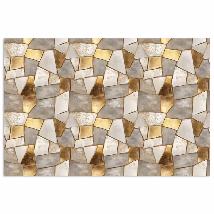 Mozaïek - Marmer - Goud poster papier klein 62 -3d