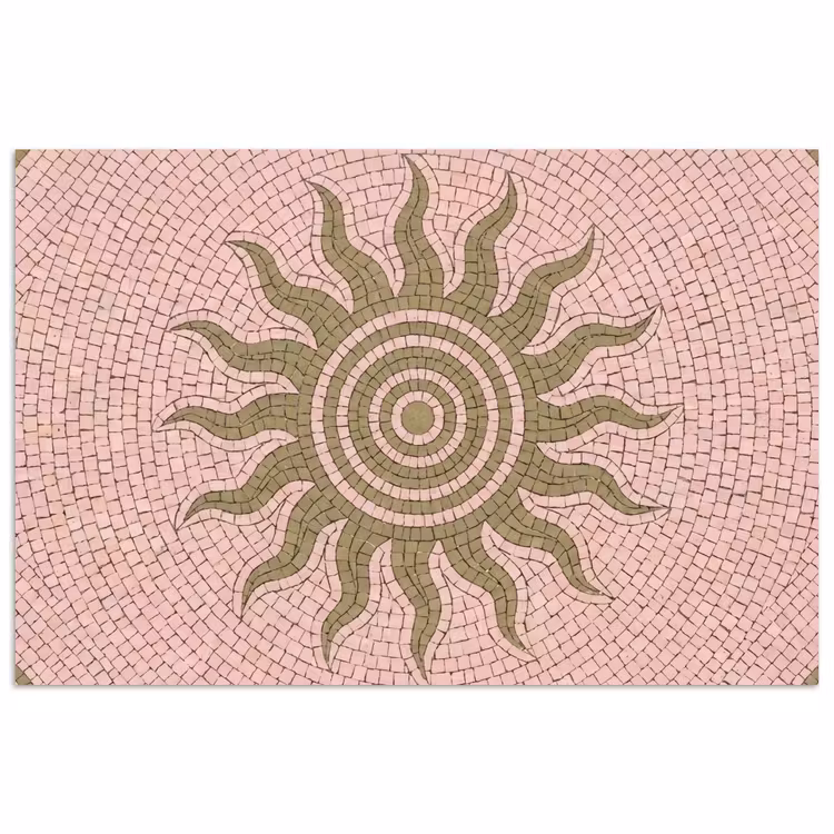 Mozaïek - Zon - Patroon - Klassiek - Roze poster papier klein -3d
