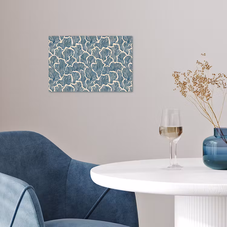 Organisch - Blauw - Crème - Schelpen poster papier klein 62 -sfeer3