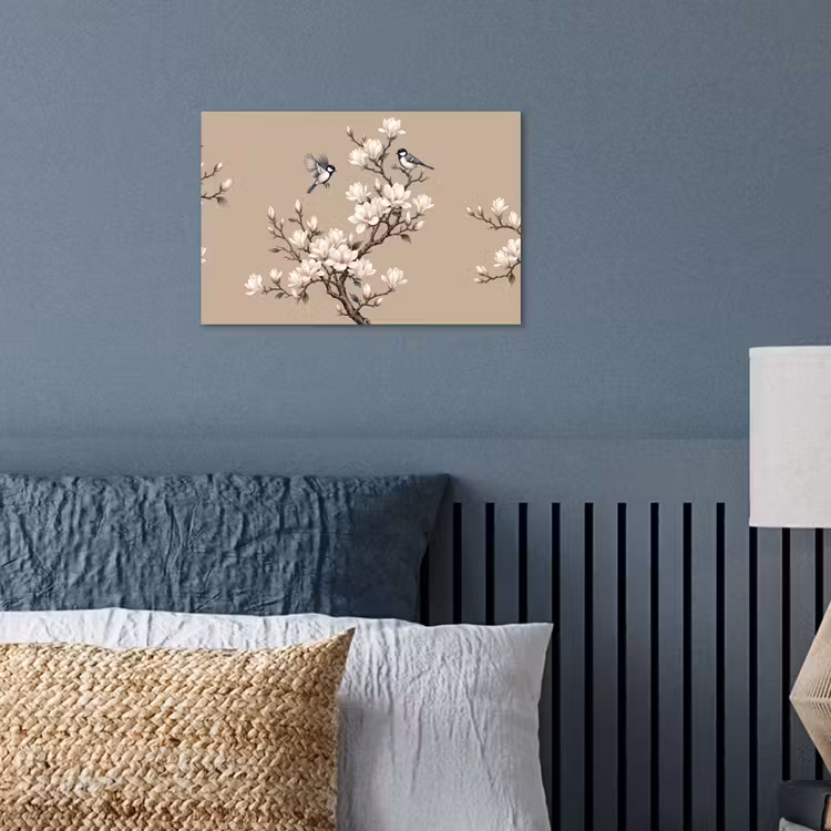 Oosters - Vogels - Beige poster papier klein -sfeer2