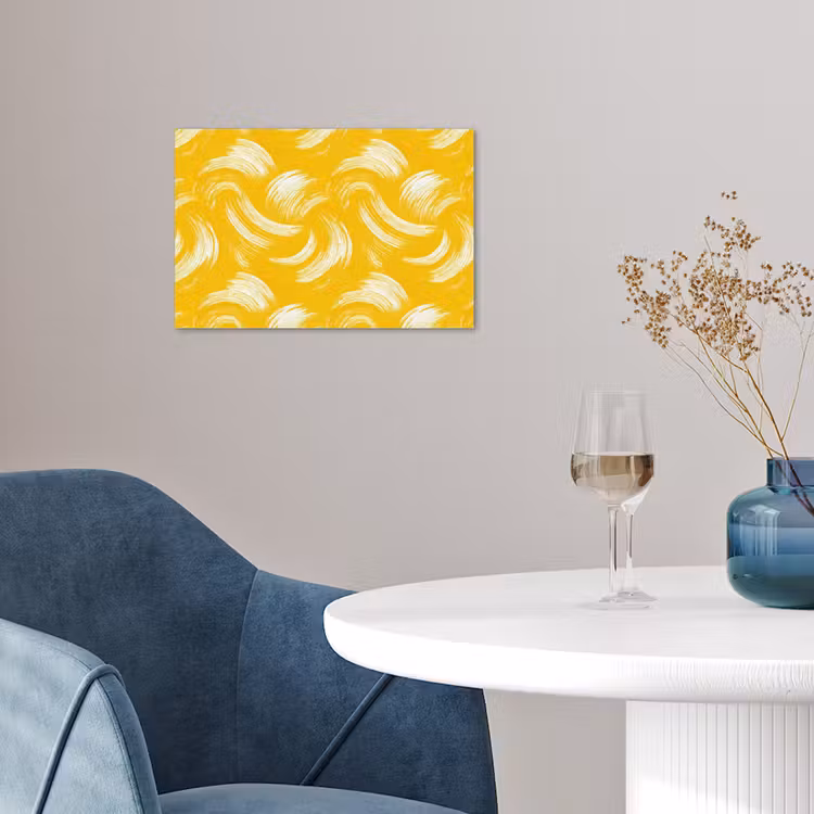 Verfstreken - Abstract - Dynamisch - Geel poster papier klein 62 -sfeer3