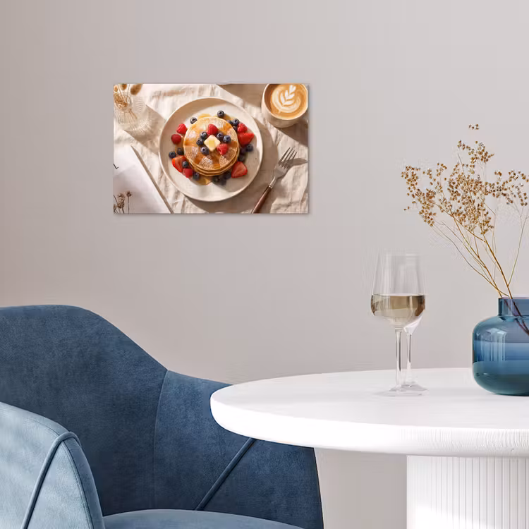 Pannenkoeken - Bessen - Ontbijt - Modern - Beige poster papier klein -sfeer3