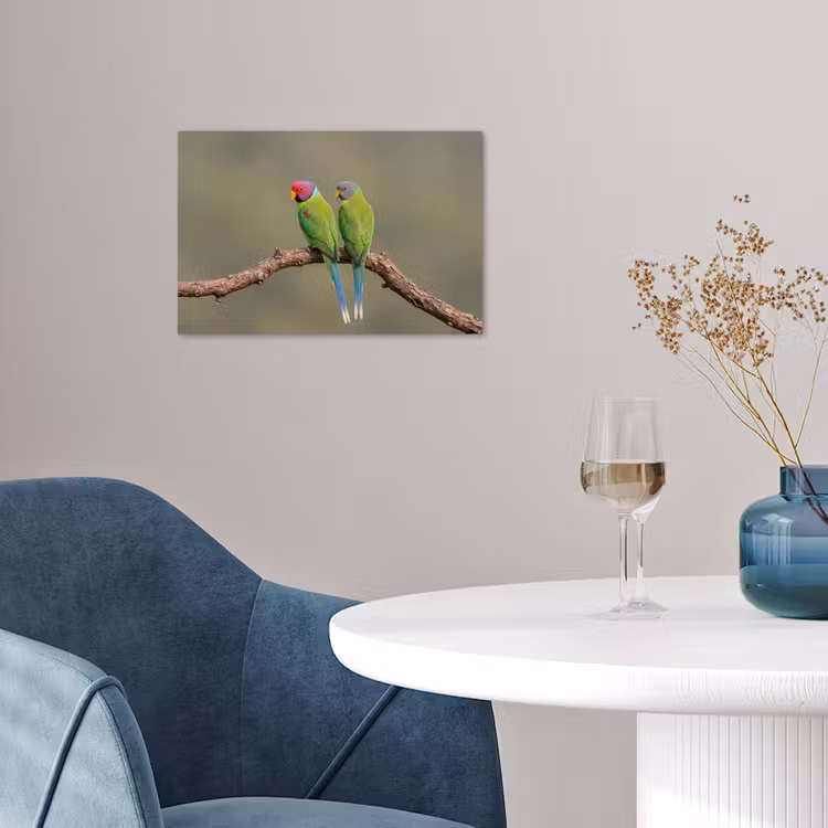 Papagaai - Tak - Natuur - Kleurrijk poster papier klein -sfeer3