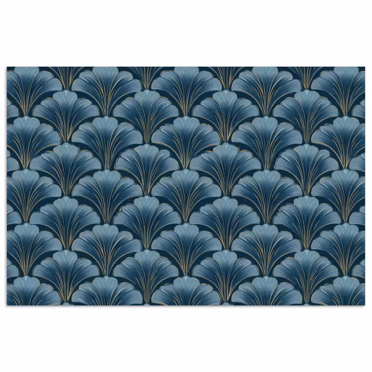Patroon - Ginkgoblad - Blauw poster papier klein 62 -3d