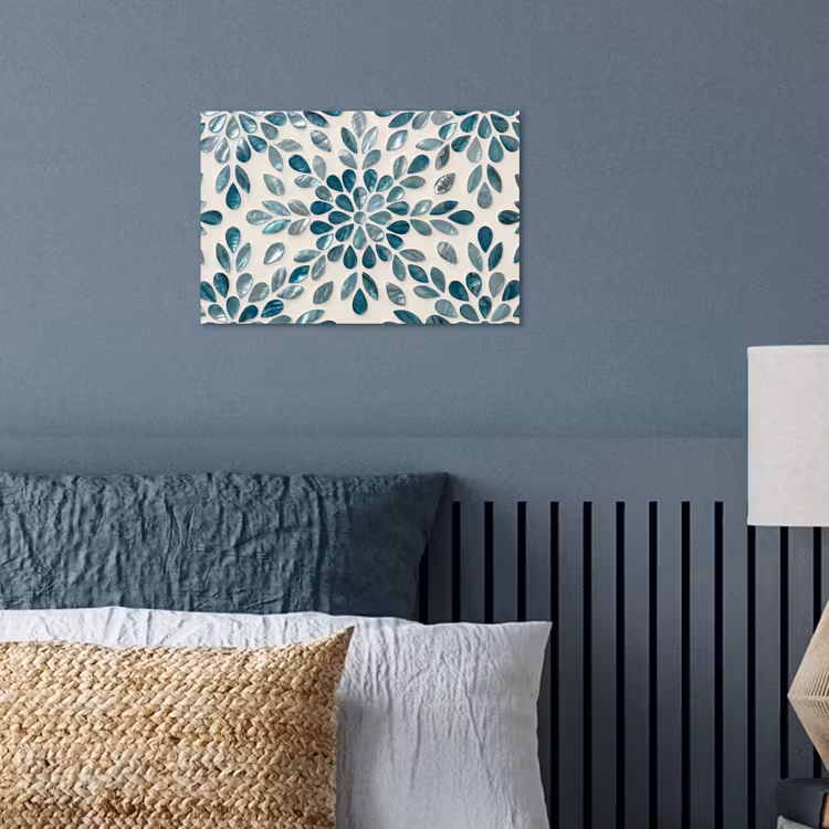 Patroon - Bladeren - Abstract - Modern - Turquoise poster papier klein -sfeer2