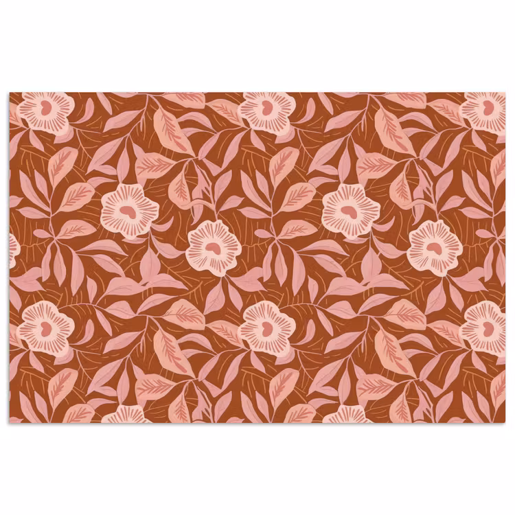 Patroon - Bladeren - Terracotta poster papier klein 62 -3d