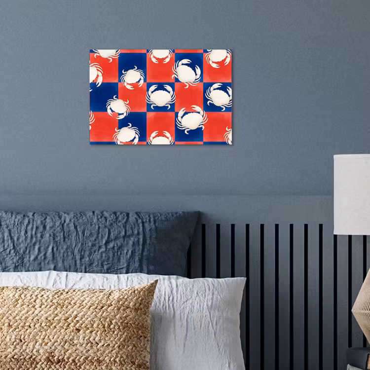 Patroon - Zeeleven - Rood - Blauw - Abstract poster papier klein -sfeer2