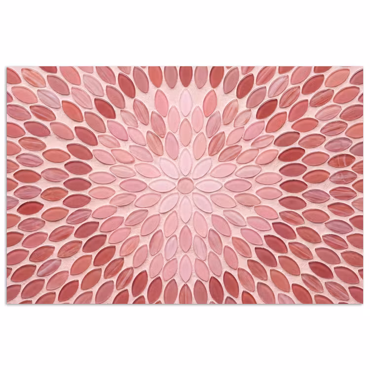 Patroon - Mozaïek - Ovaal - Abstract - Roze poster papier klein -3d