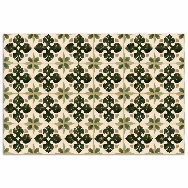 Patroon - Tegel - Groen poster papier klein 62 -3d