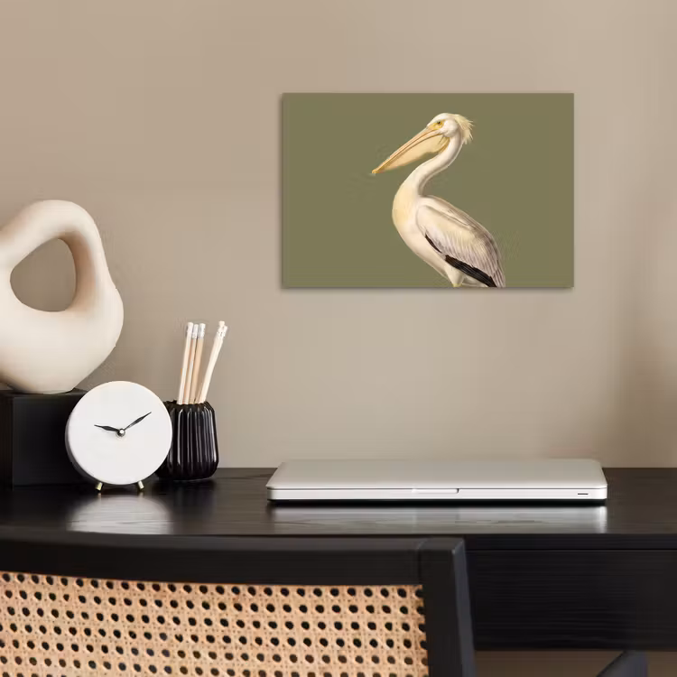 Pelikaan - Wit - Vogel - Klassiek - Natuur poster papier klein -sfeer1