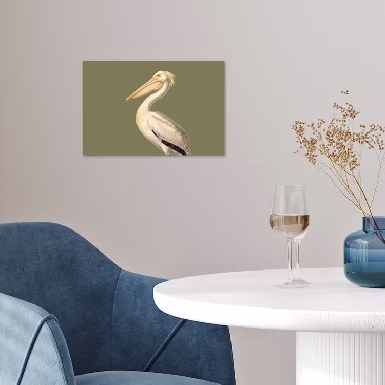 Pelikaan - Wit - Vogel - Klassiek - Natuur poster papier klein -sfeer3