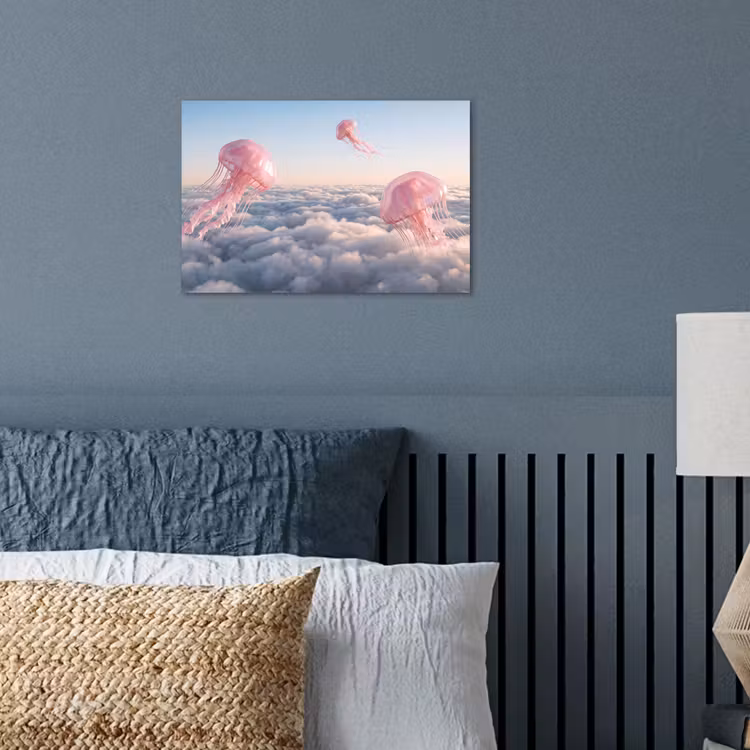 Poster - Pink Animal - Clouds - Roze dier - Wolken poster papier klein