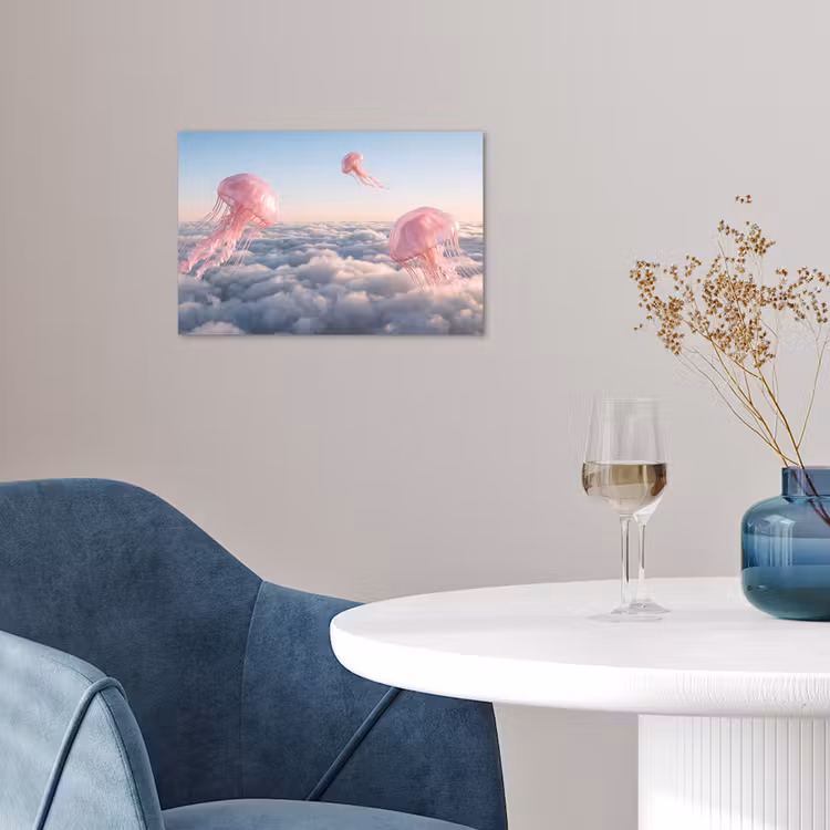 Poster - Pink Animal - Clouds - Roze dier - Wolken poster papier klein