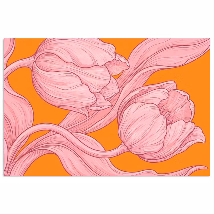 Poster - Pink Flowers - Modern - Roze bloemen - Modern poster papier klein