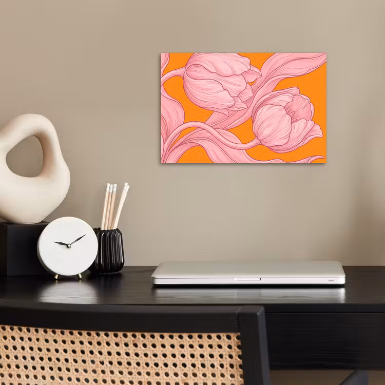 Poster - Pink Flowers - Modern - Roze bloemen - Modern poster papier klein