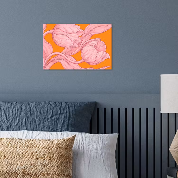 Poster - Pink Flowers - Modern - Roze bloemen - Modern poster papier klein