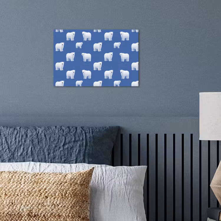 IJsbeer - Patroon - Blauw poster papier klein 62 -sfeer2