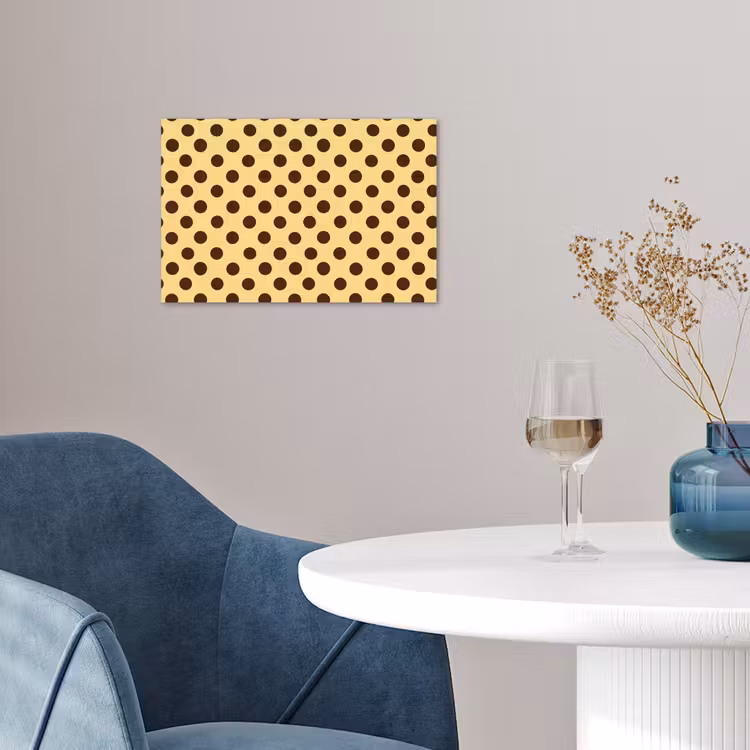 Polka Dot - Stippen - Retro - Geel - Bruin poster papier klein 62 -sfeer3