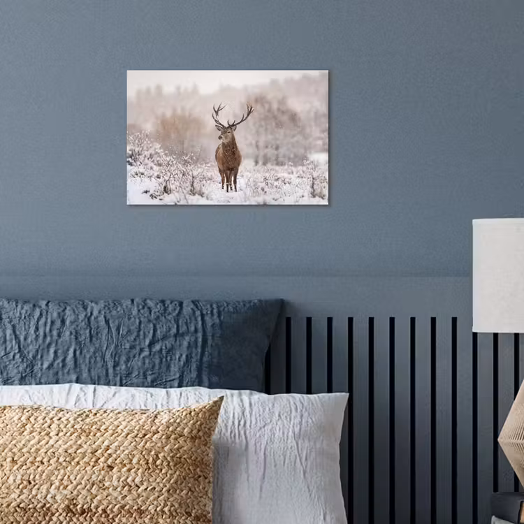 Edelhert - Bos - Sneeuw - Winter - Majestueus poster papier klein -sfeer2