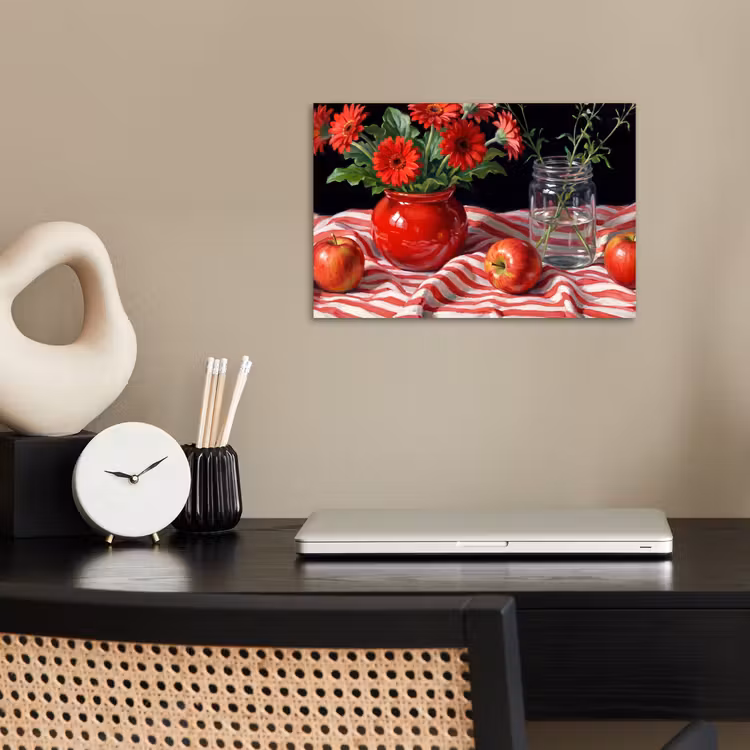 Poster - Red Flowers - Vase - Rode bloemen - Vaas poster papier klein