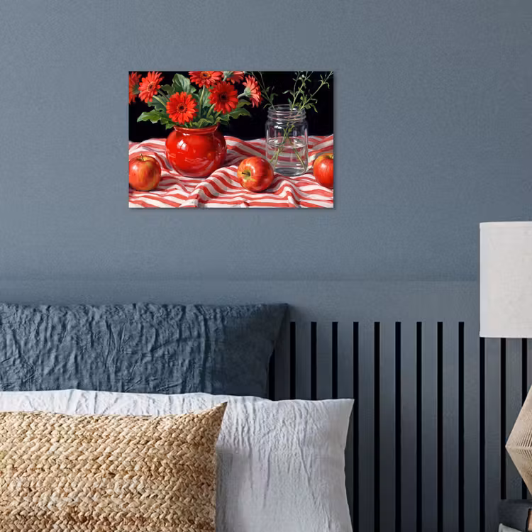Poster - Red Flowers - Vase - Rode bloemen - Vaas poster papier klein