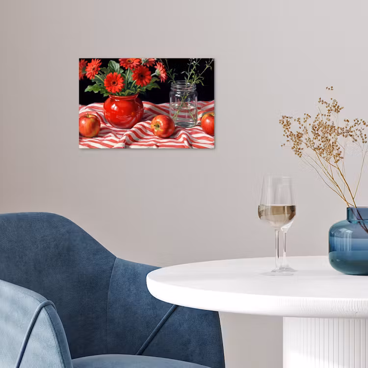 Poster - Red Flowers - Vase - Rode bloemen - Vaas poster papier klein