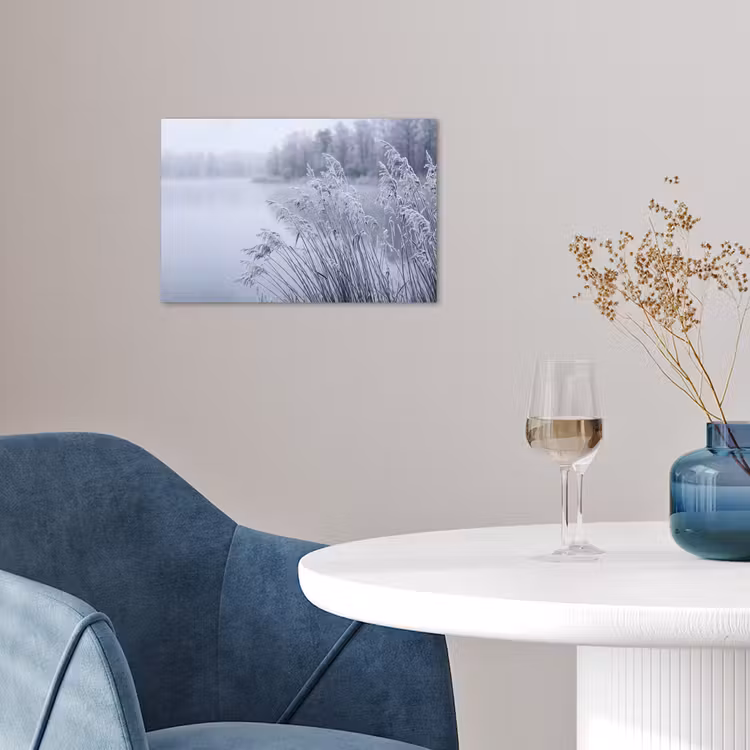 Riet - Bevroren - Winter - Natuur poster papier klein -sfeer3