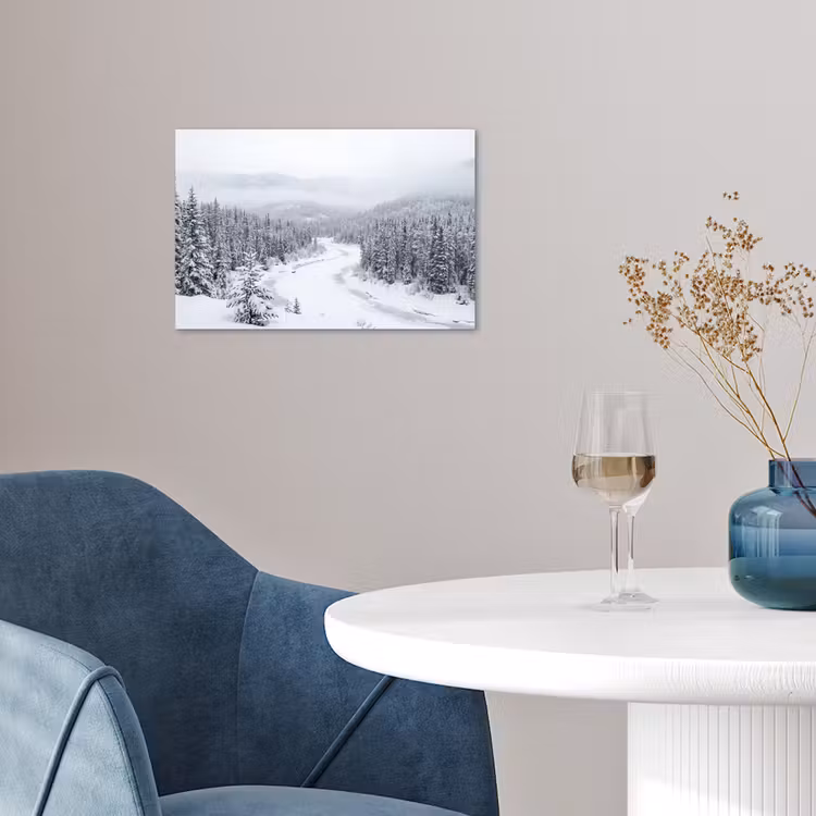 Rivier - Bevroren - Landschap - Winter poster papier klein -sfeer3