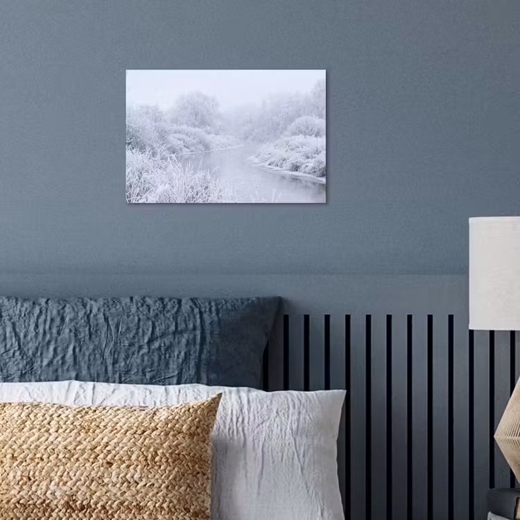 Rivier - Sneeuw - Bos - Winter - Schilderachtig poster papier klein -sfeer2